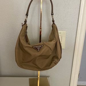 Prada small nylon handbag color green olive